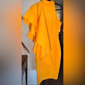 Va Va Voom One-Shoulder Sleeveless Dress in Vibrant Yellow